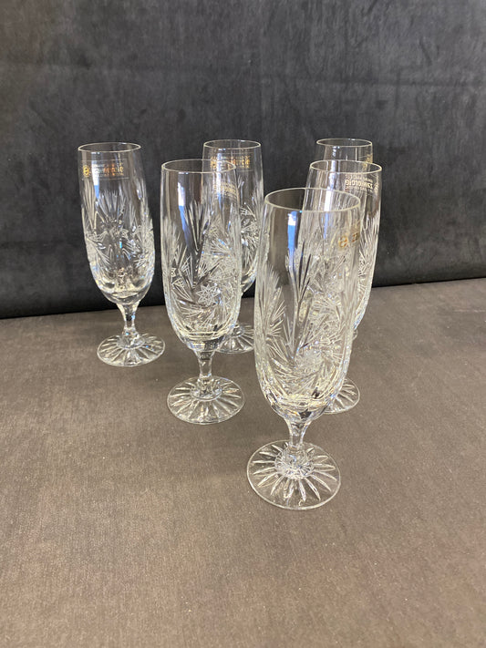 Set 6 Zawiercie Crystal Flutes