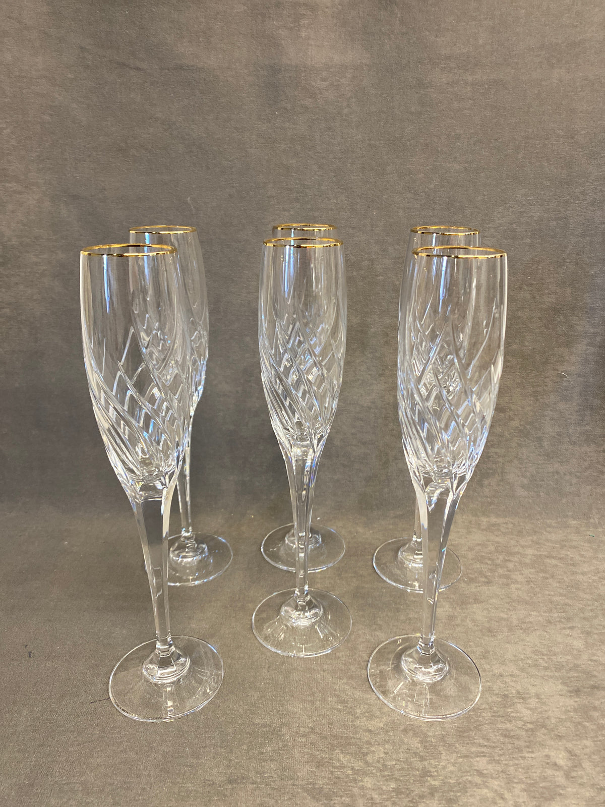 Set 6 Mikasa Crystal Champagne Flutes