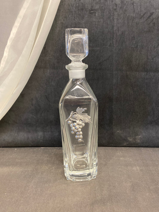 Glass Decanter - Pewter Grapes