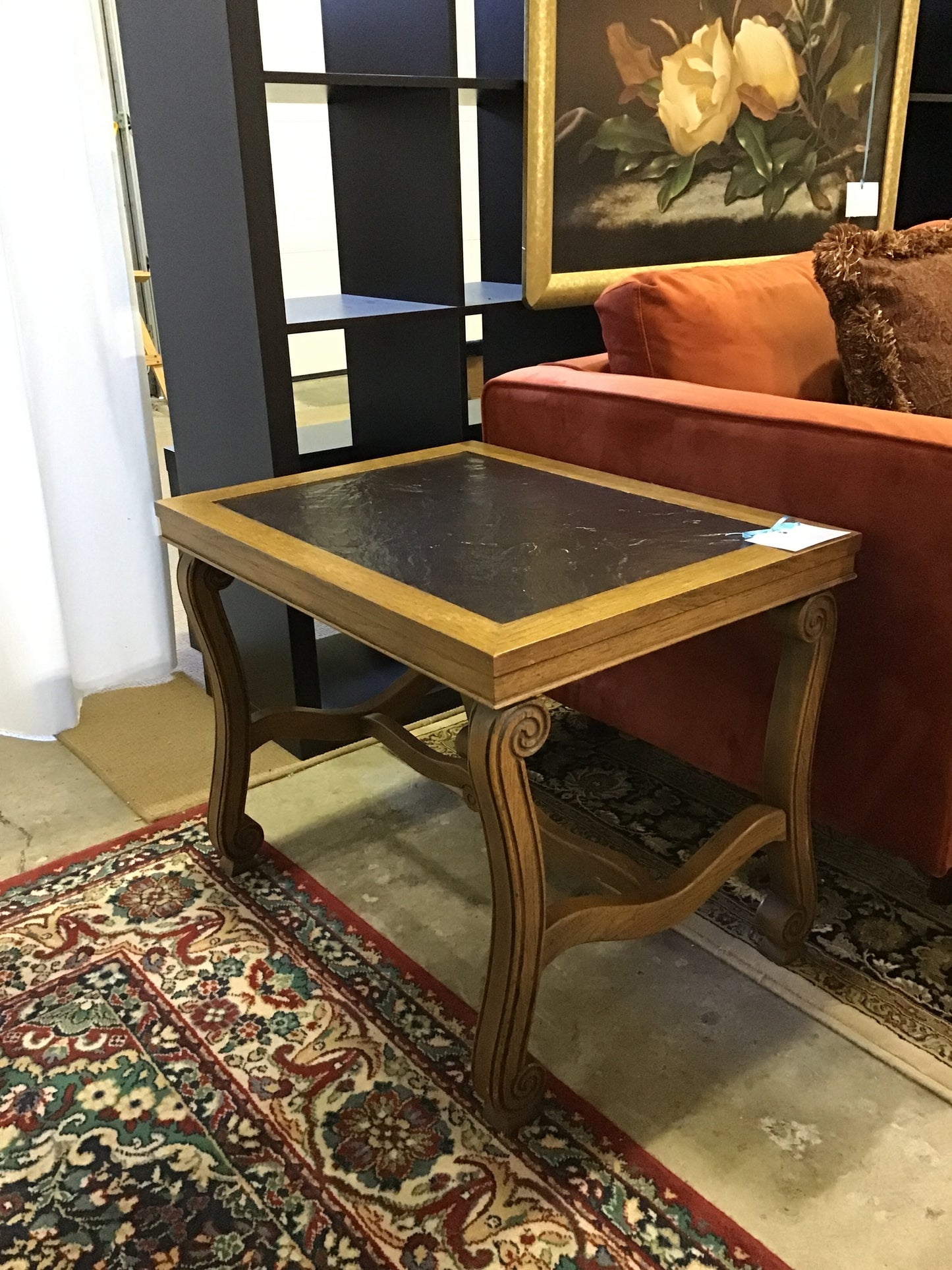 Vintage Side Table w/Black Slate