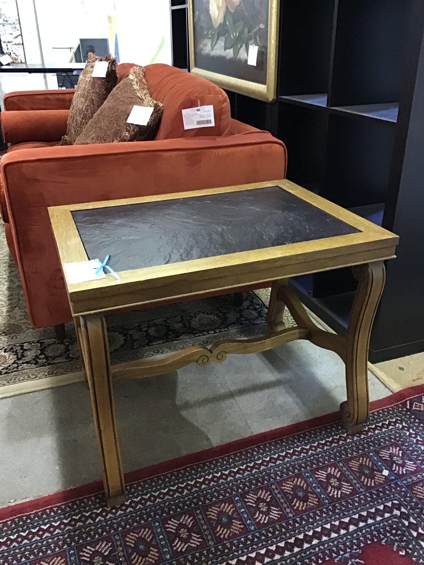 Vintage Side Table w/Black Slate