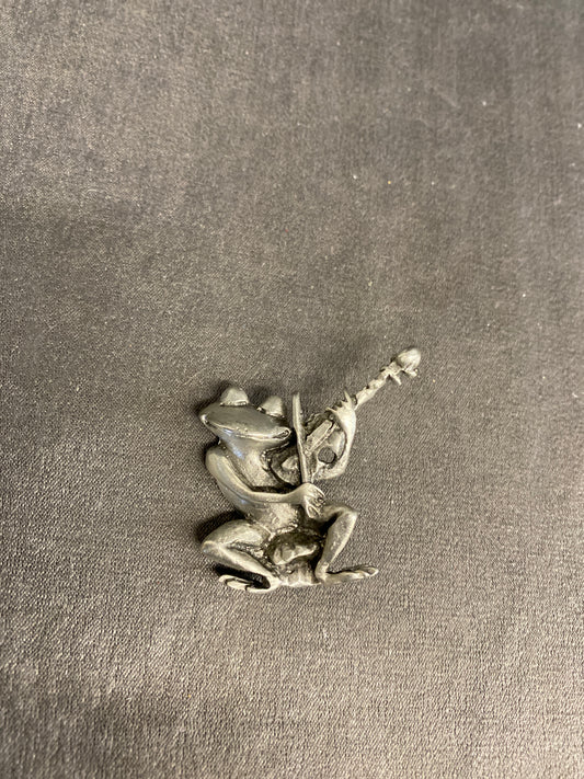 Vintage JJ Pewter Brooch - Frog
