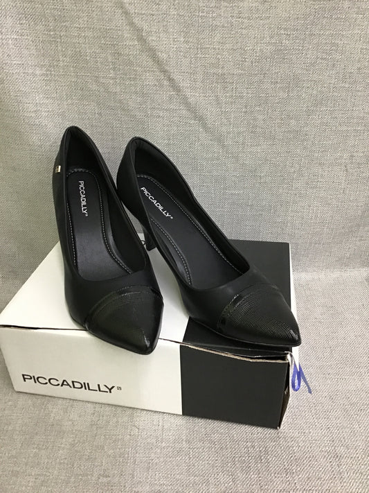 New! Piccadilly Black Leather Heels