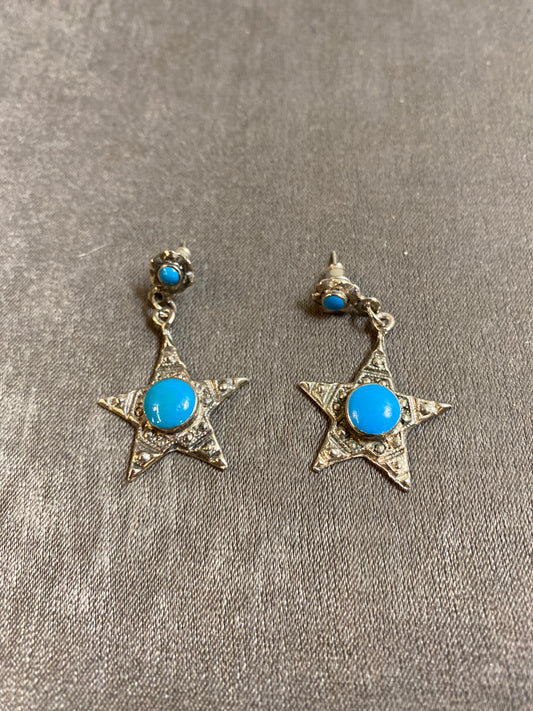 Pierced Earrings - Turquoise Stars