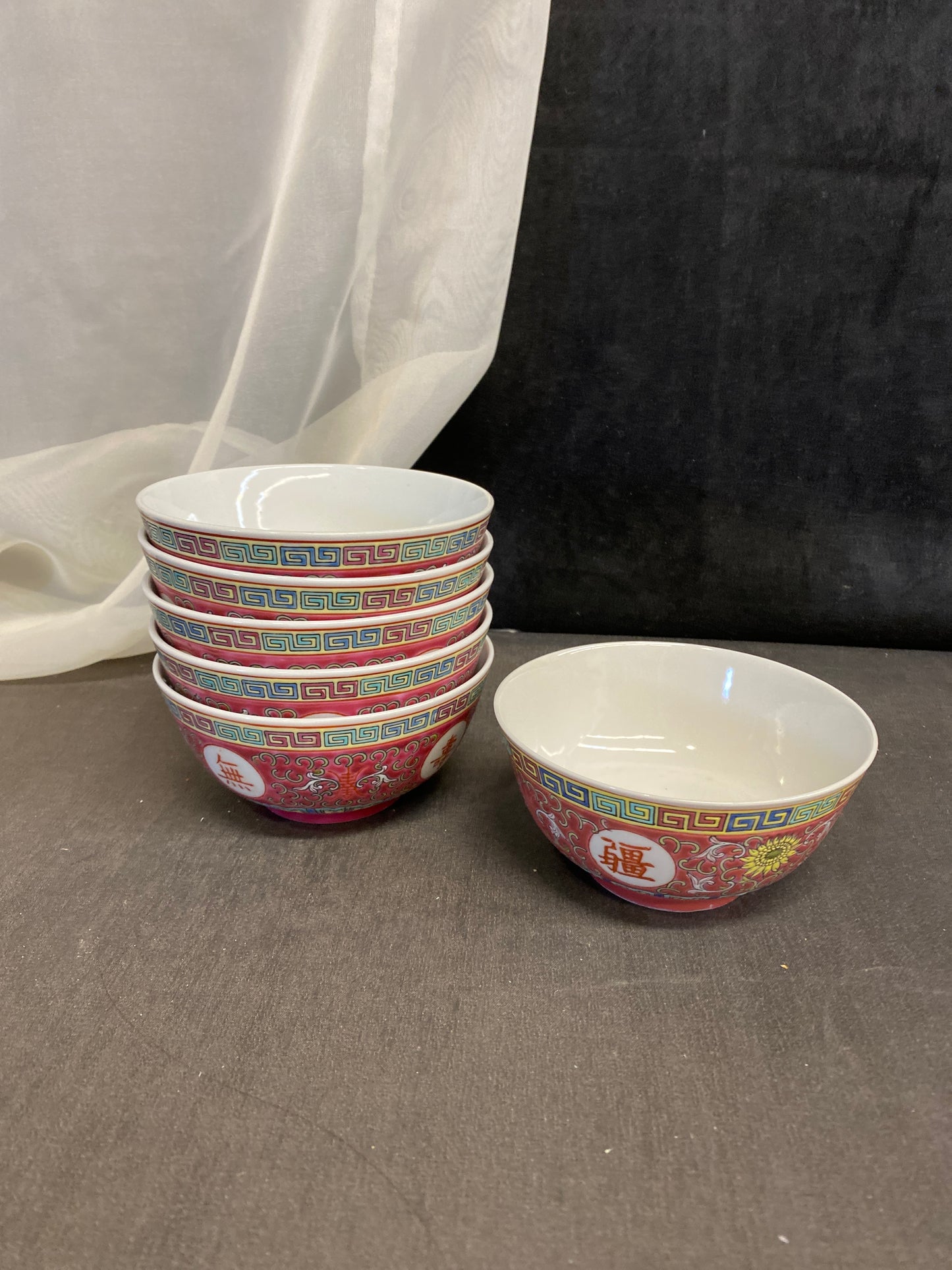Set 6 Chinese Longevity Rice Bowls