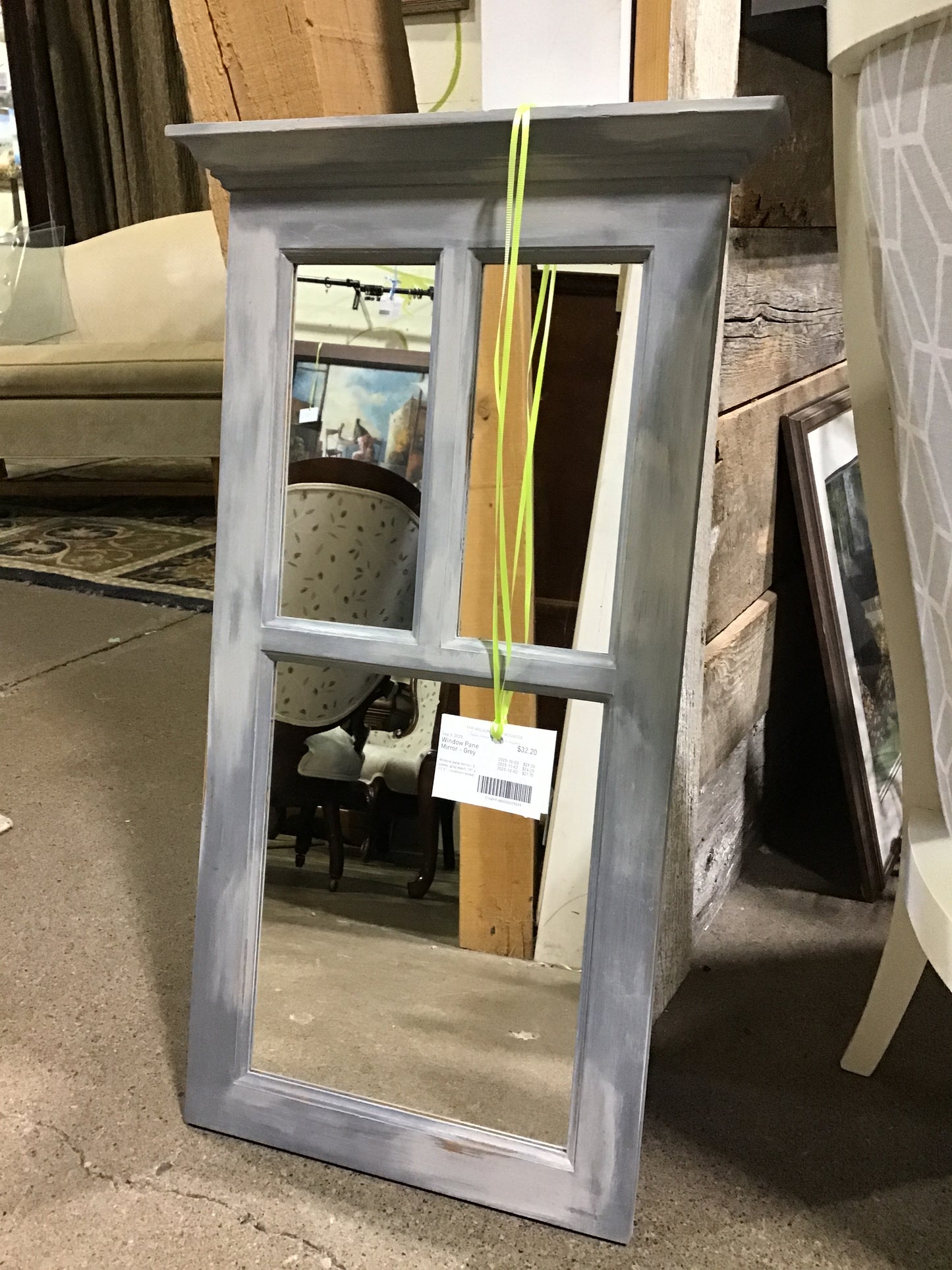 Window Pane Mirror - Grey