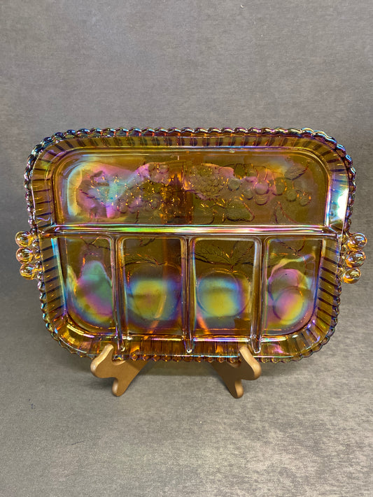 Carnival Glass Tray - Amber