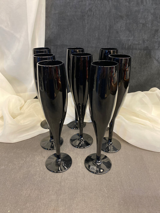 SET 8 Black Champagne Flutes