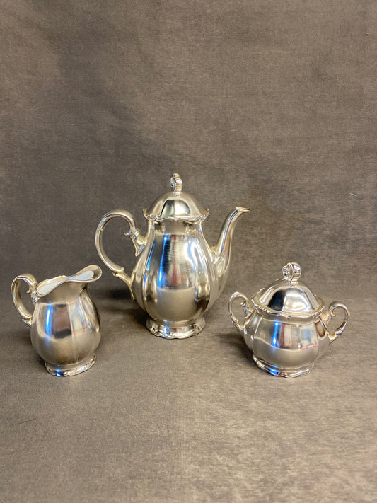 3PC Ceramic Coffee Service - Silver