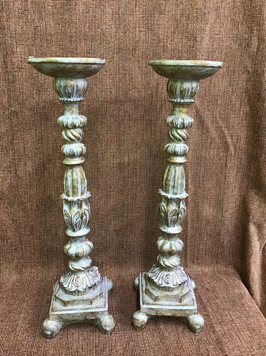 Pair Distressed Look Candlesticks