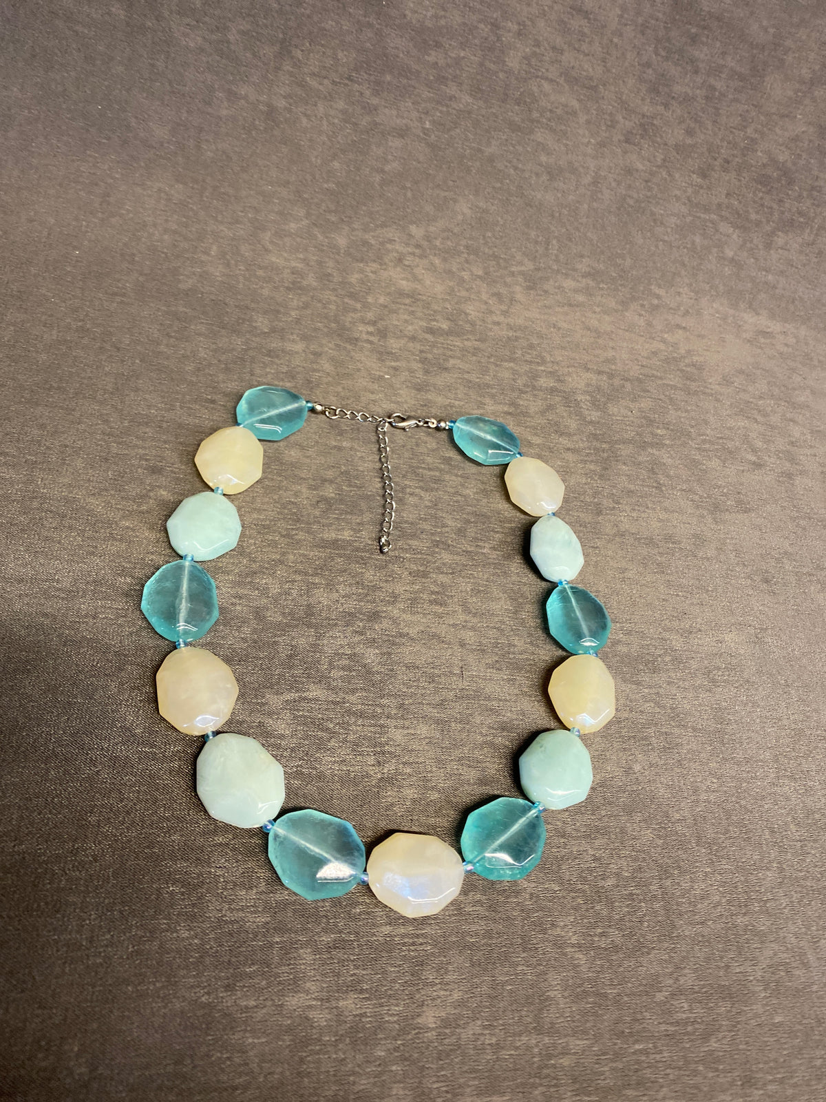 Necklace - Blue & Cream