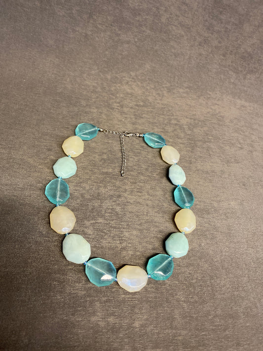 Necklace - Blue & Cream