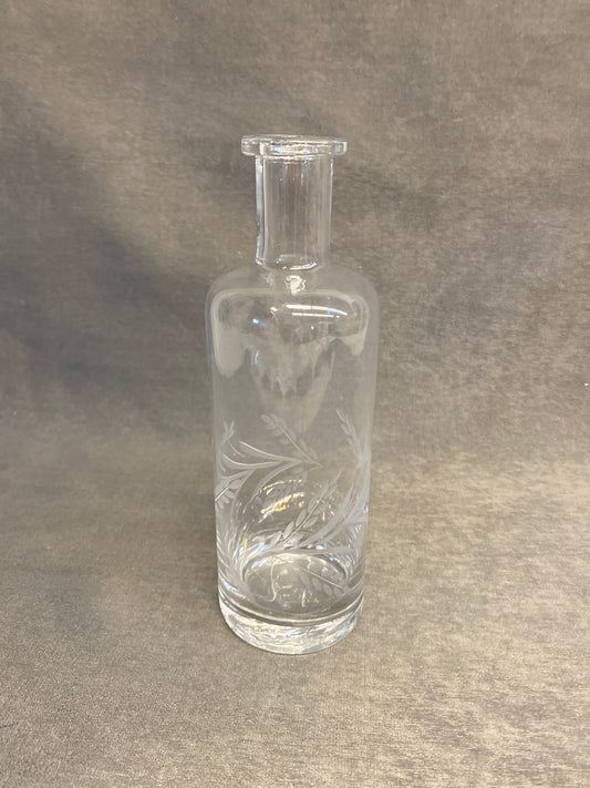 Etched Glass Bottle / Bud Vase