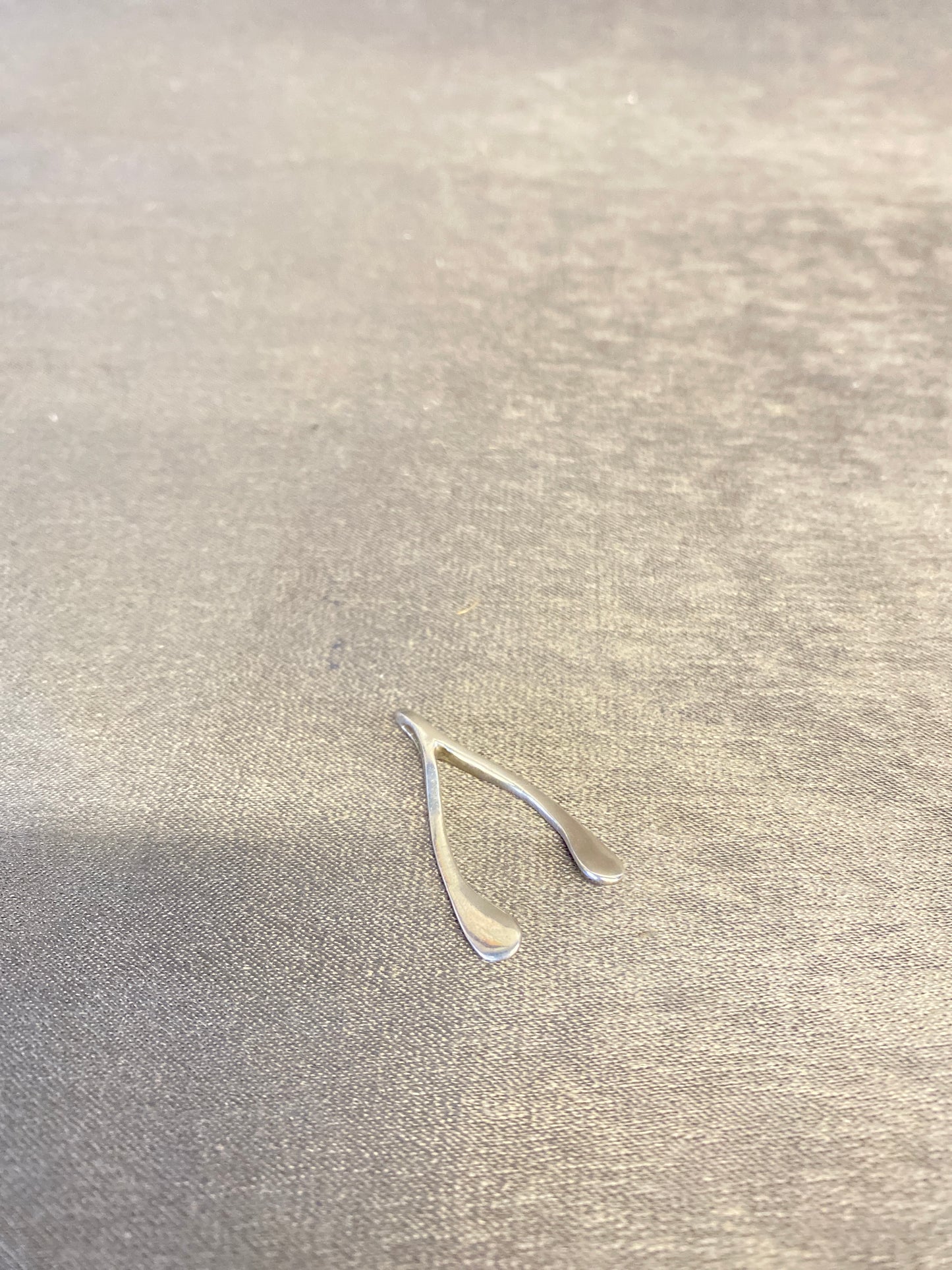 Silver Tone Metal Pendant - Wish Bone