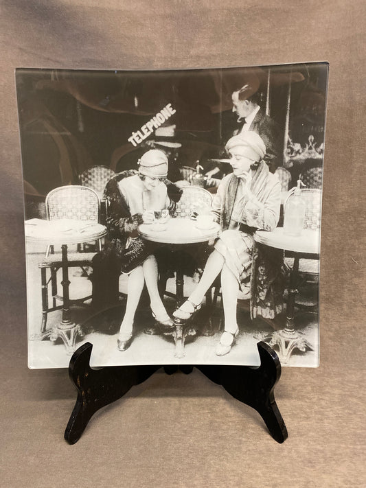 Square Glass Serving Plate Plate - Cafe Et Cigarette