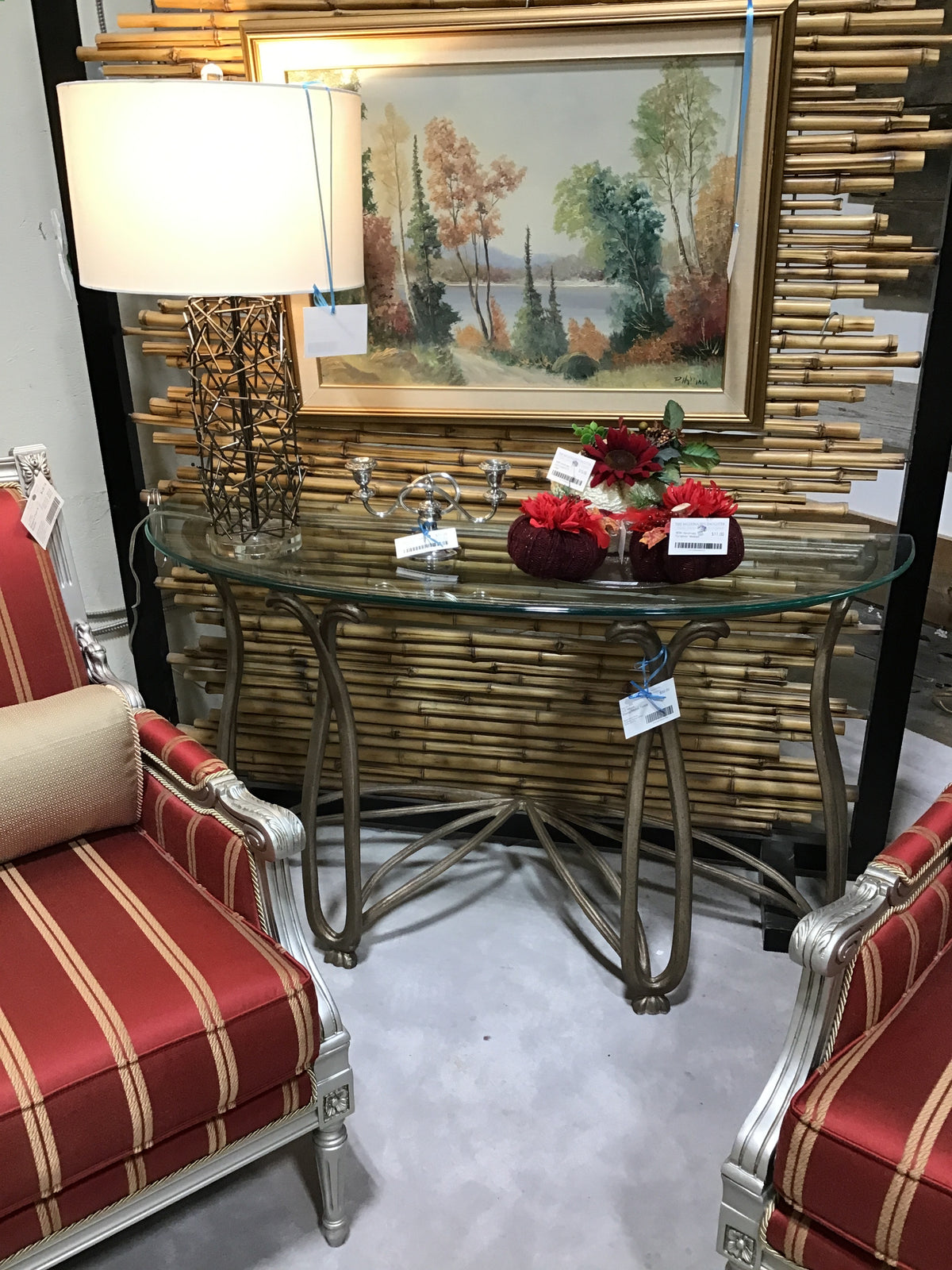 1/2 Moon Glass/Metal Table