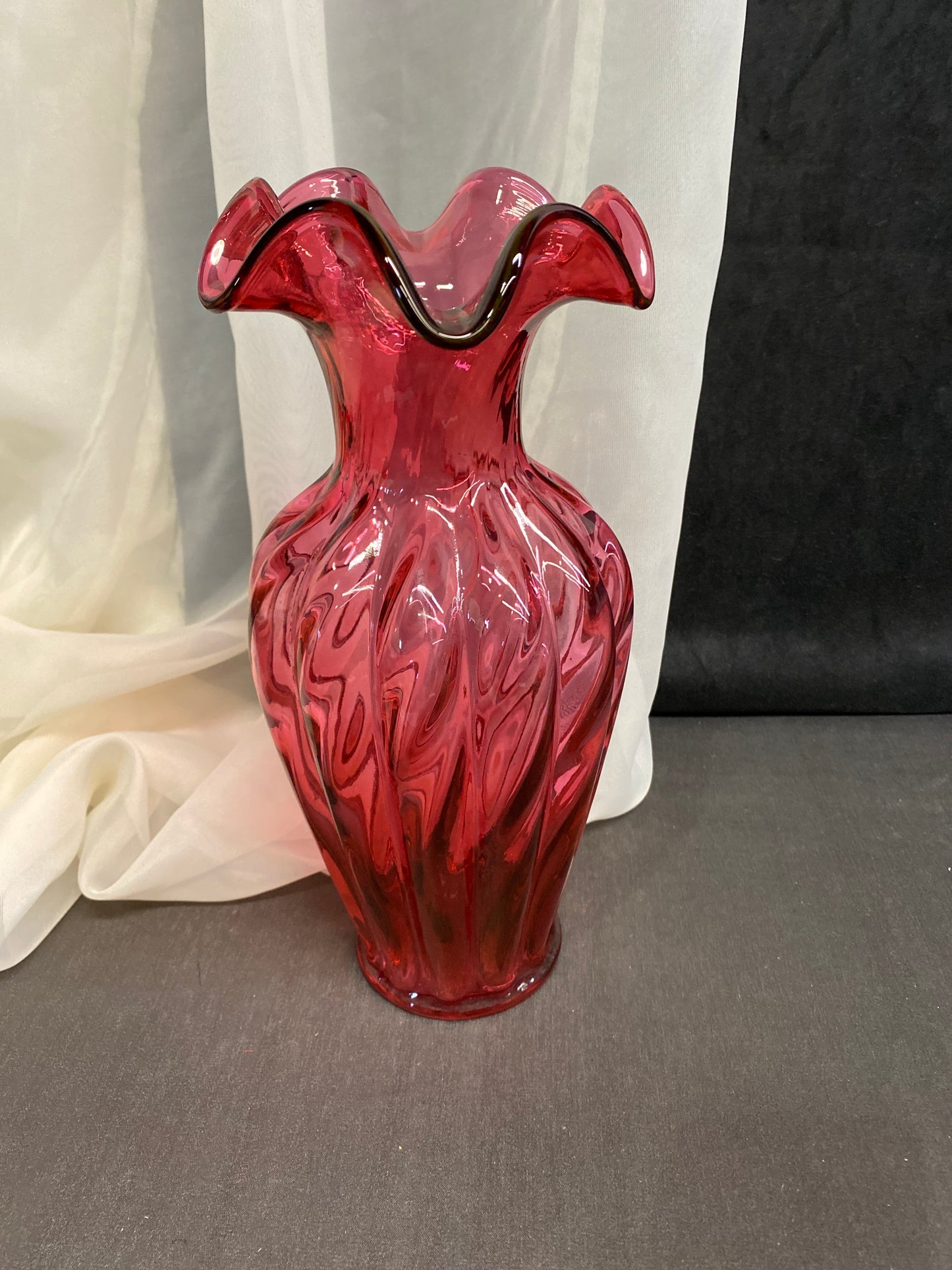 Fenton Cranberry Glass Vase