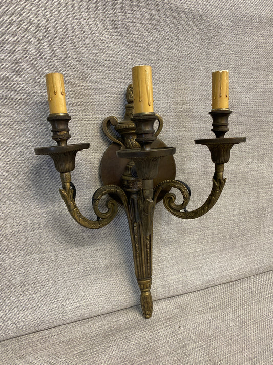 Vintage 3 Light Sconce - Italian Brass