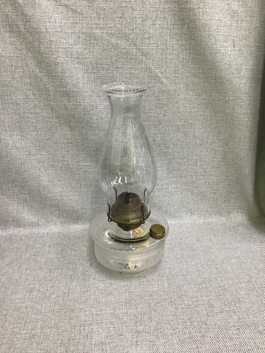 Gorgeous Vintage Clear Glass Oil Lamp- 13"h