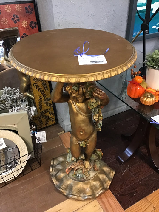 Vintage Style Gold Tone Accent Table