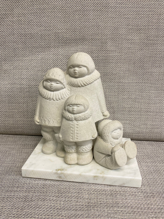 Vintage Marbell Statue - Inuit Family