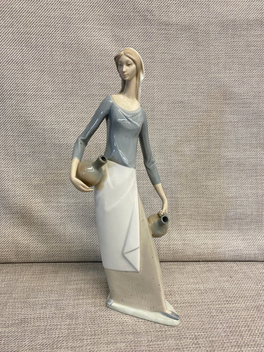 Nao Figurine - Woman Carrying 2 Jugs
