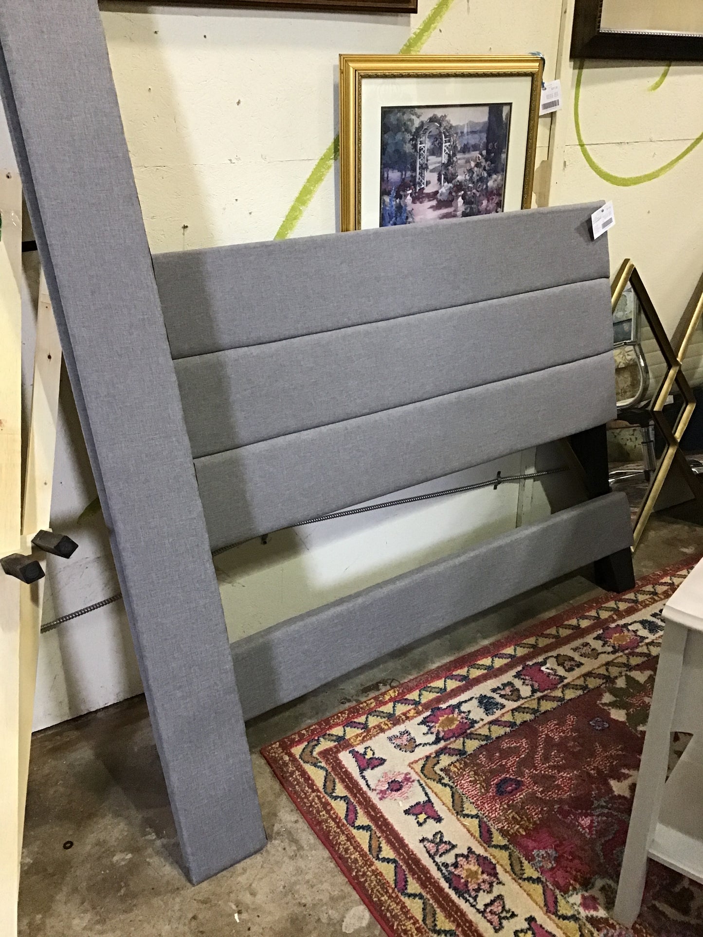 Double Grey Upholstered Bed