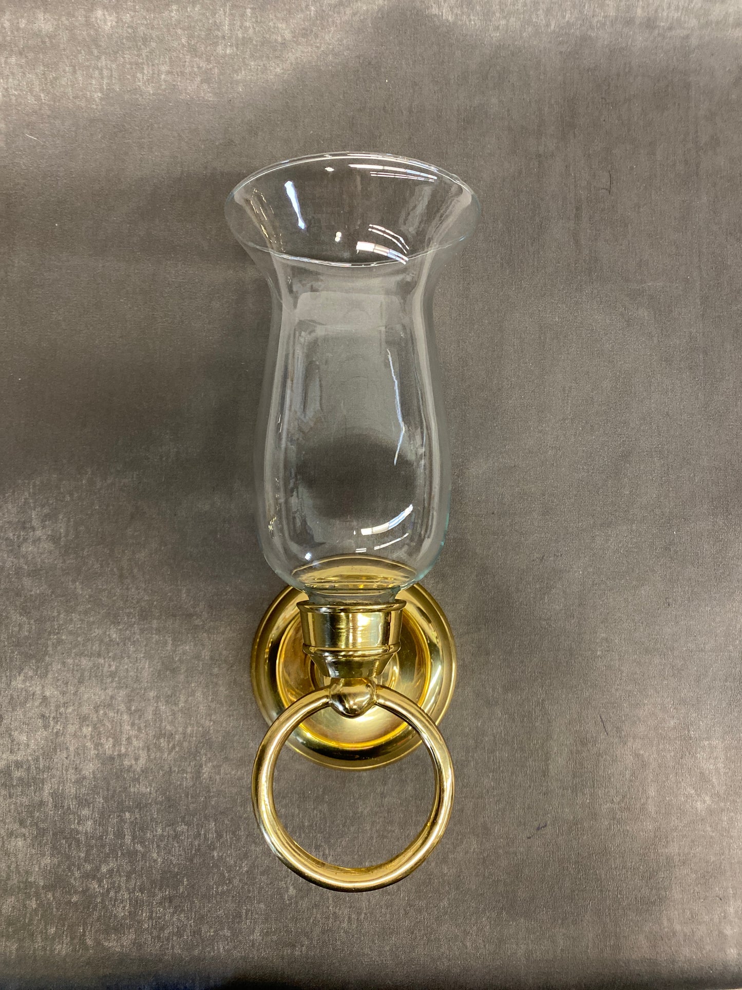 Brass Candle Sconce - Hurricane Glass
