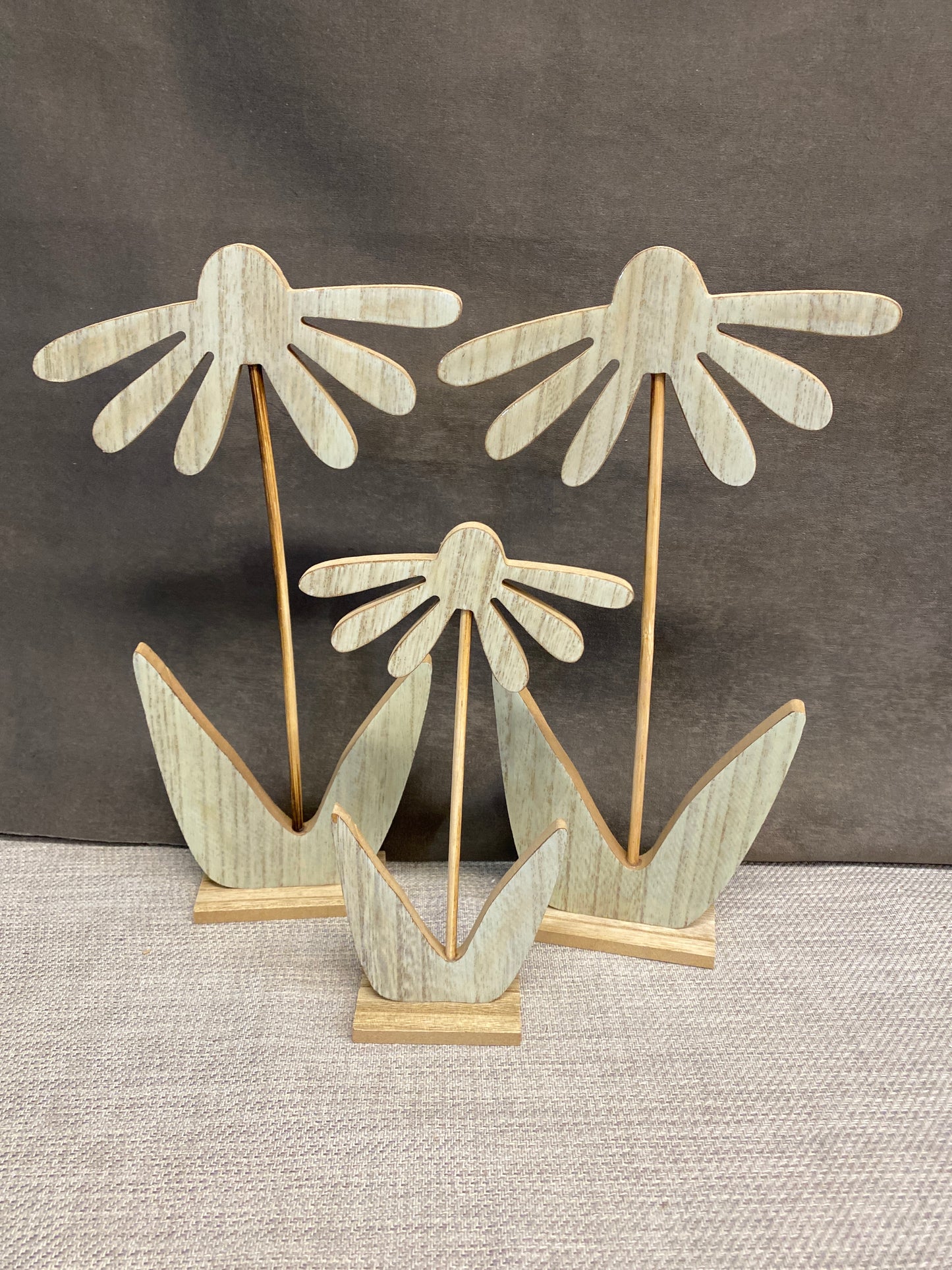 New! SET 3 Decorative Wood Florals
