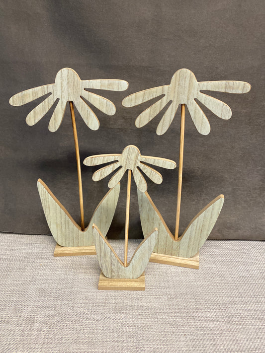 New! SET 3 Decorative Wood Florals