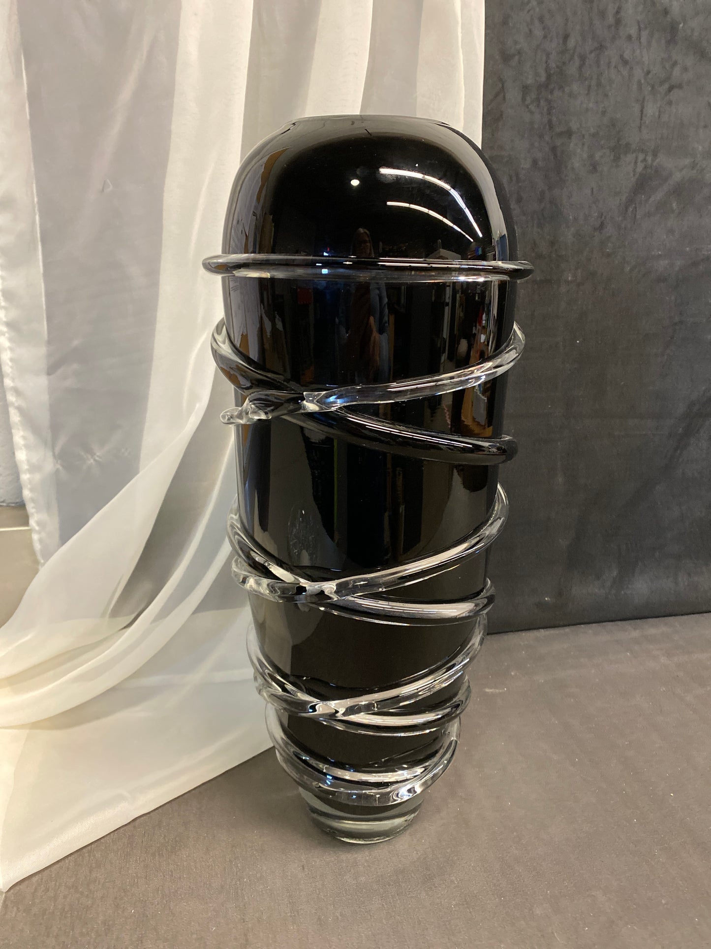 Large Art Glass Vase - Black