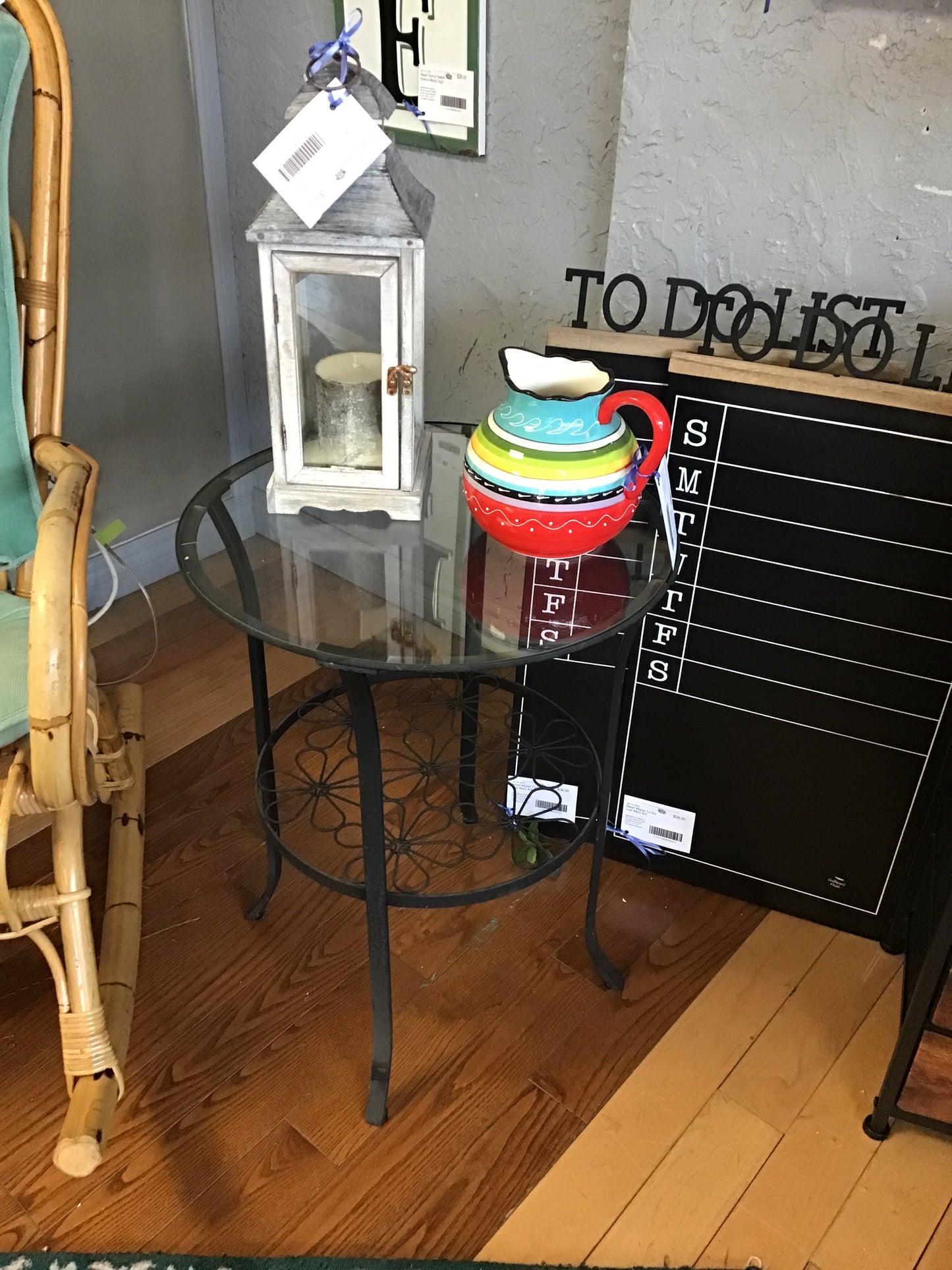 Round Glass Topped Accent Table