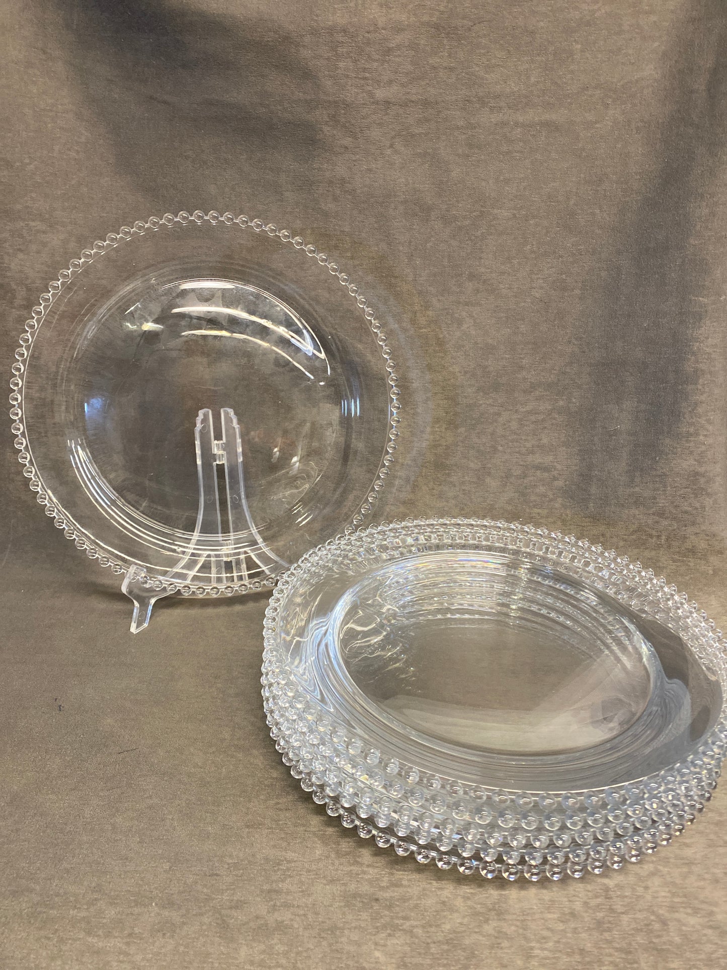 Set 6 Candlewick Glass Charger Plates