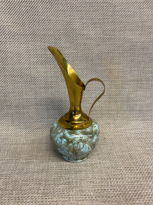 Delft Ceramic & Brass Pitcher