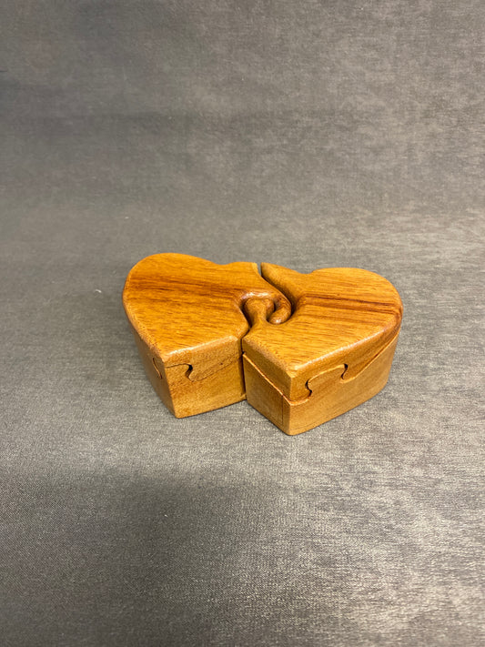 Wood Puzzle Box - Twin Hearts