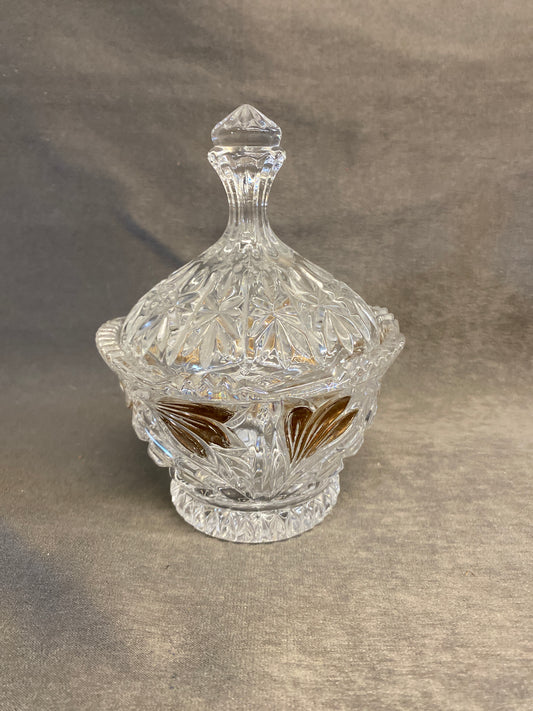 Crystal Candy Dish - Gold Leaves