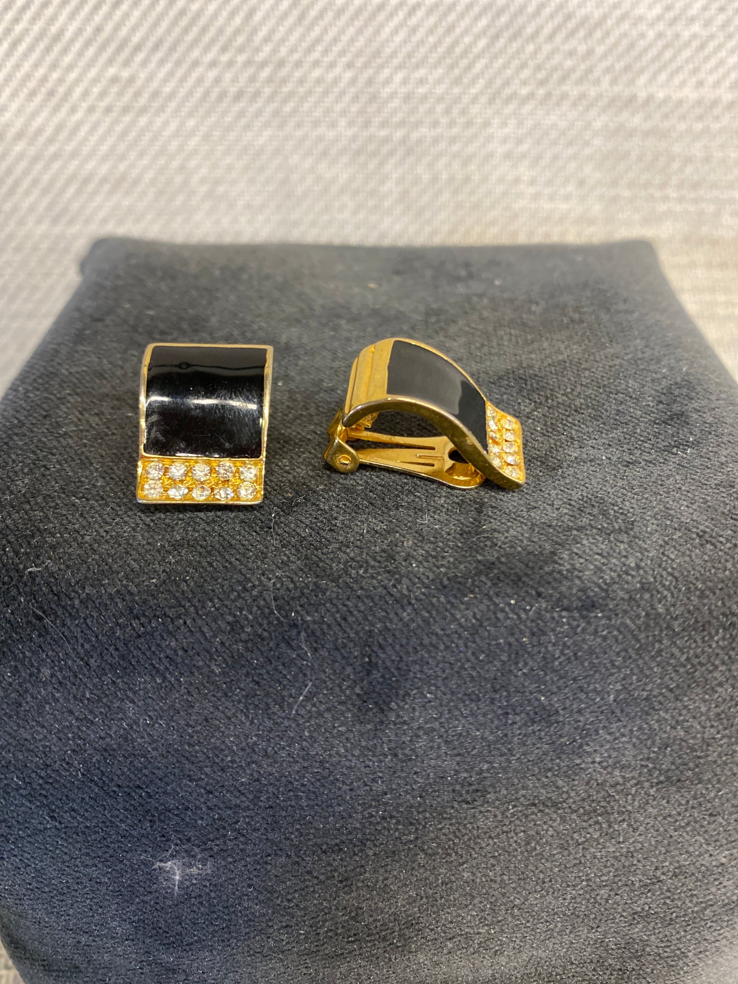 PAIR Clip On Earrings - Gold & Black