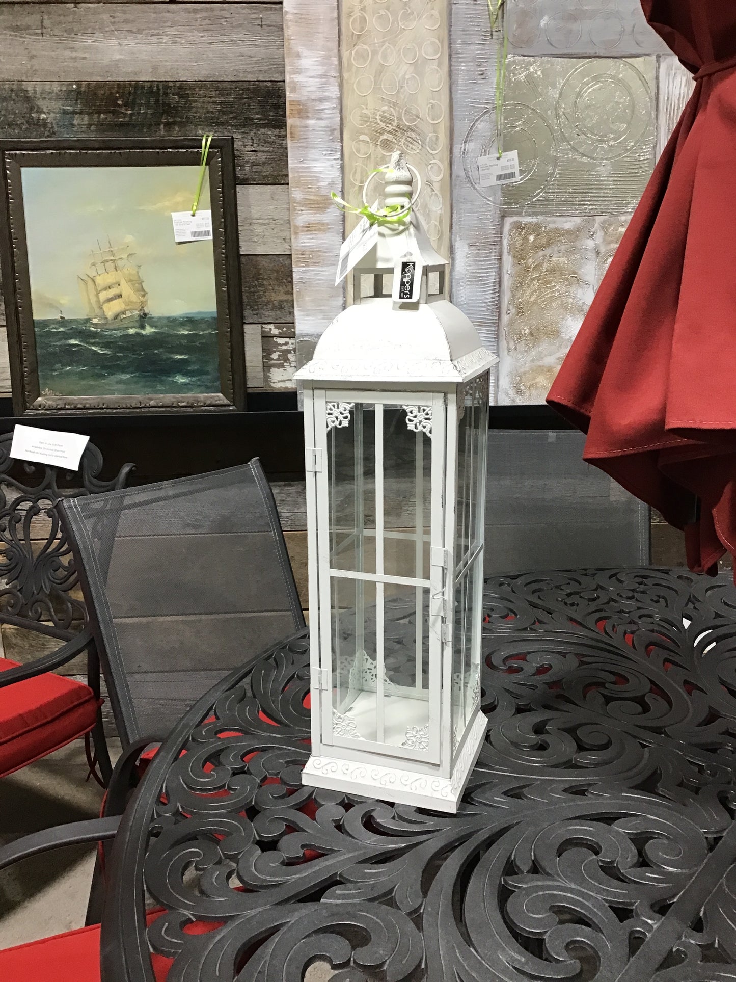 New! White Metal Lantern