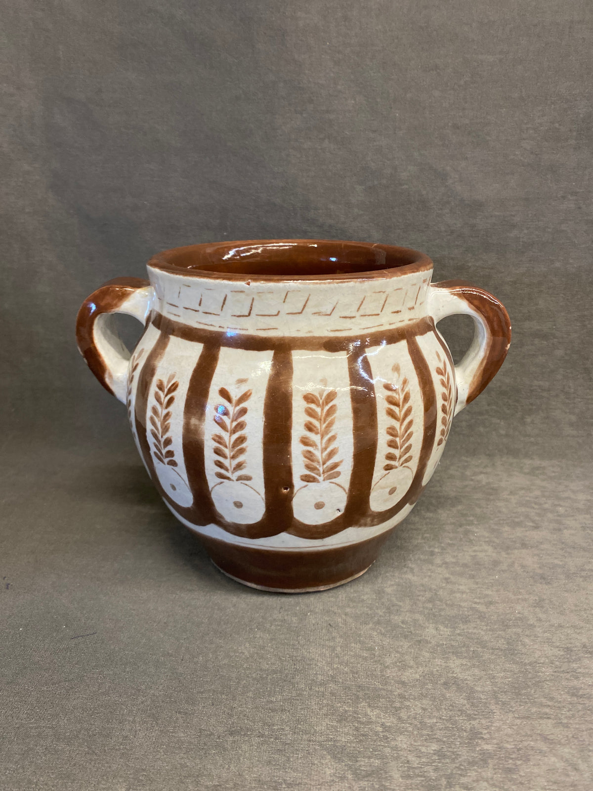 Pottery Barn Printed Ceramic Pot - Brown