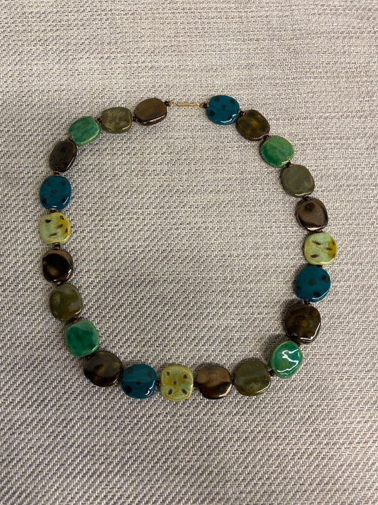 Hand Made Ceramic Necklace - Green