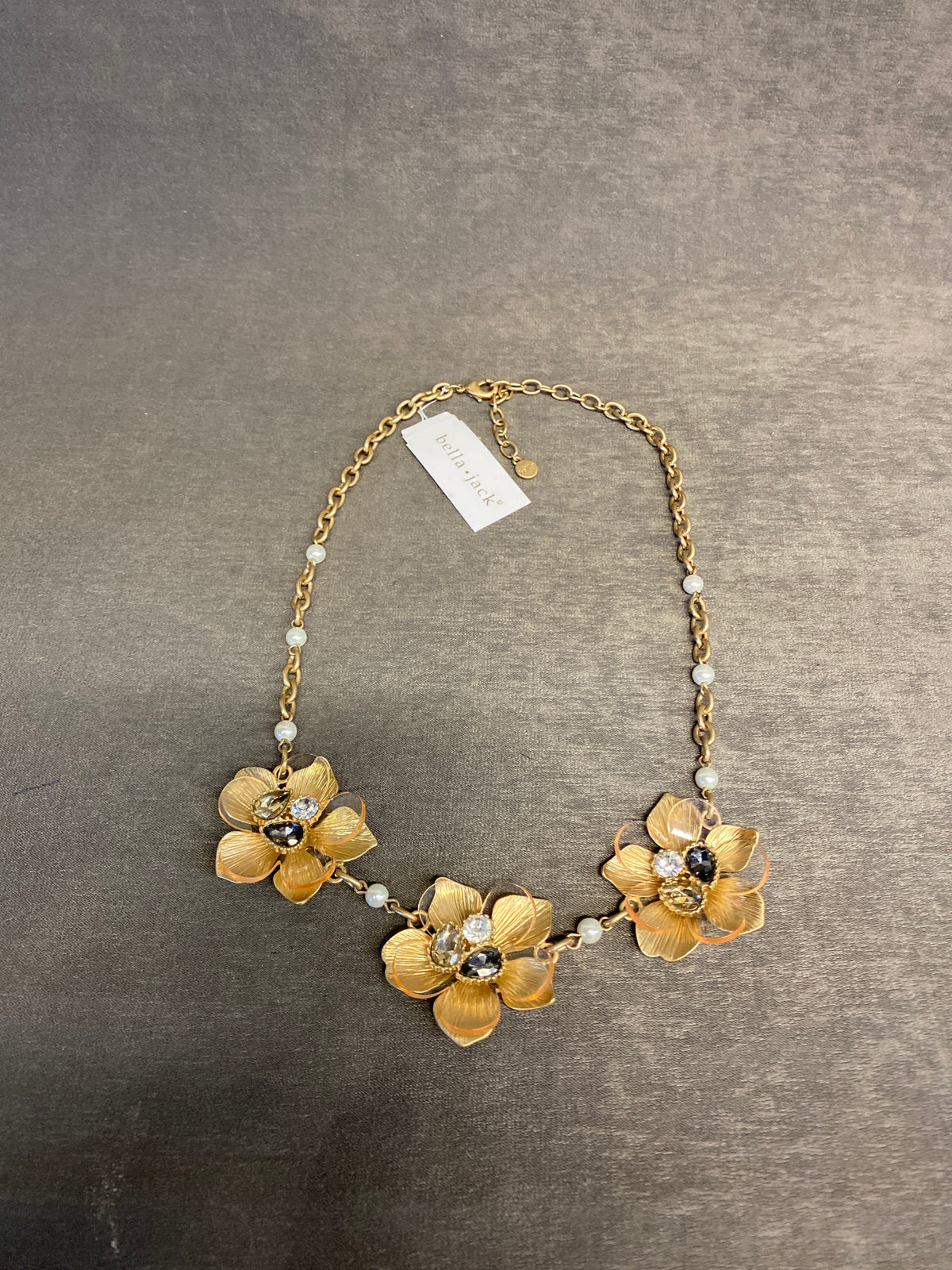 NEW! Bella & Jack Necklace - Gold Tone Flowers