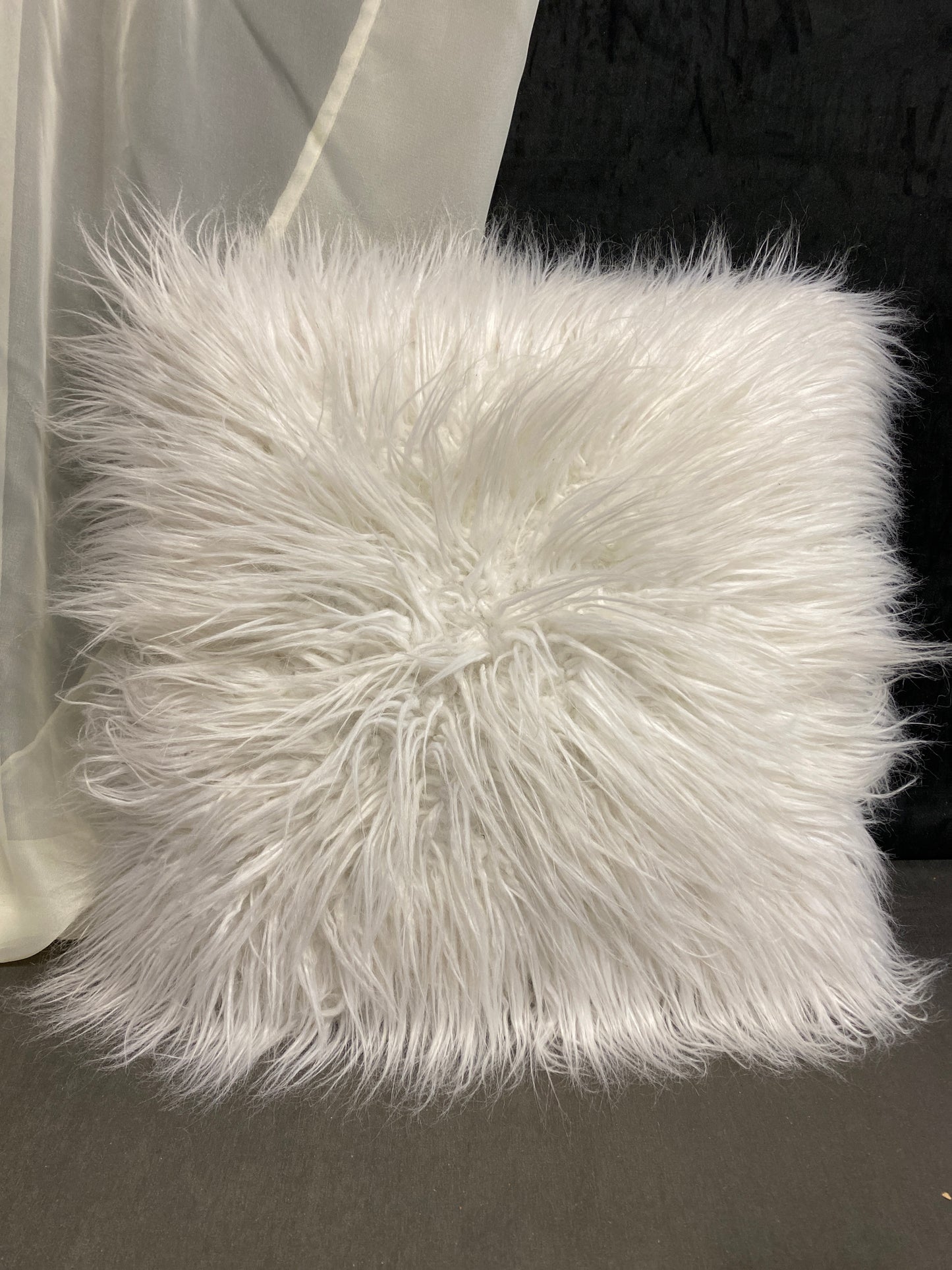 Faux Fur Cushion - White