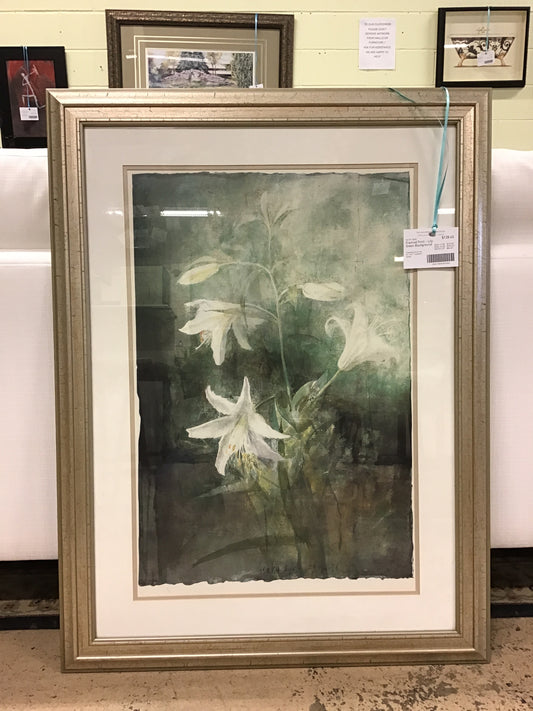 Framed Print - Lily Green Background