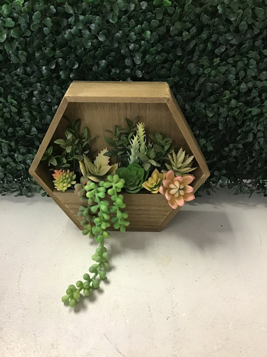 Faux Greenery in Wood Wall Hanging