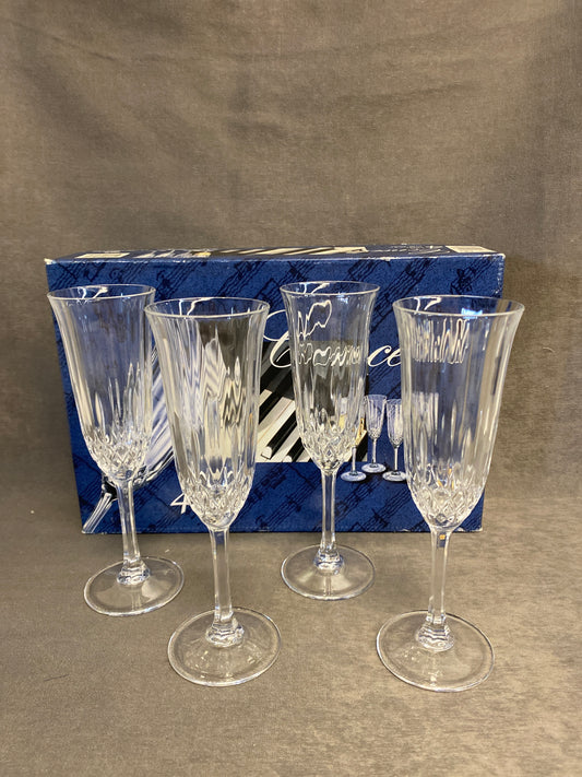Set 4 Crystal Champagne Flutes