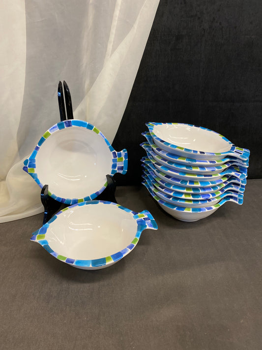 Set 11 Crate & Barrel Bowls  - Fish