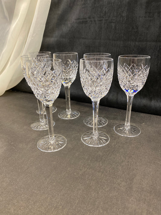 Set 7 Tyrone Crystal Hock Wine Glasses