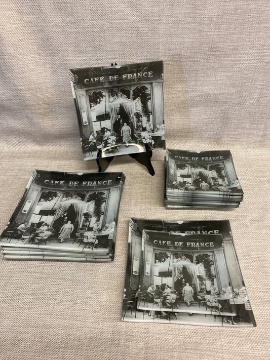 Set 24 Glass Plates - Cafe De France