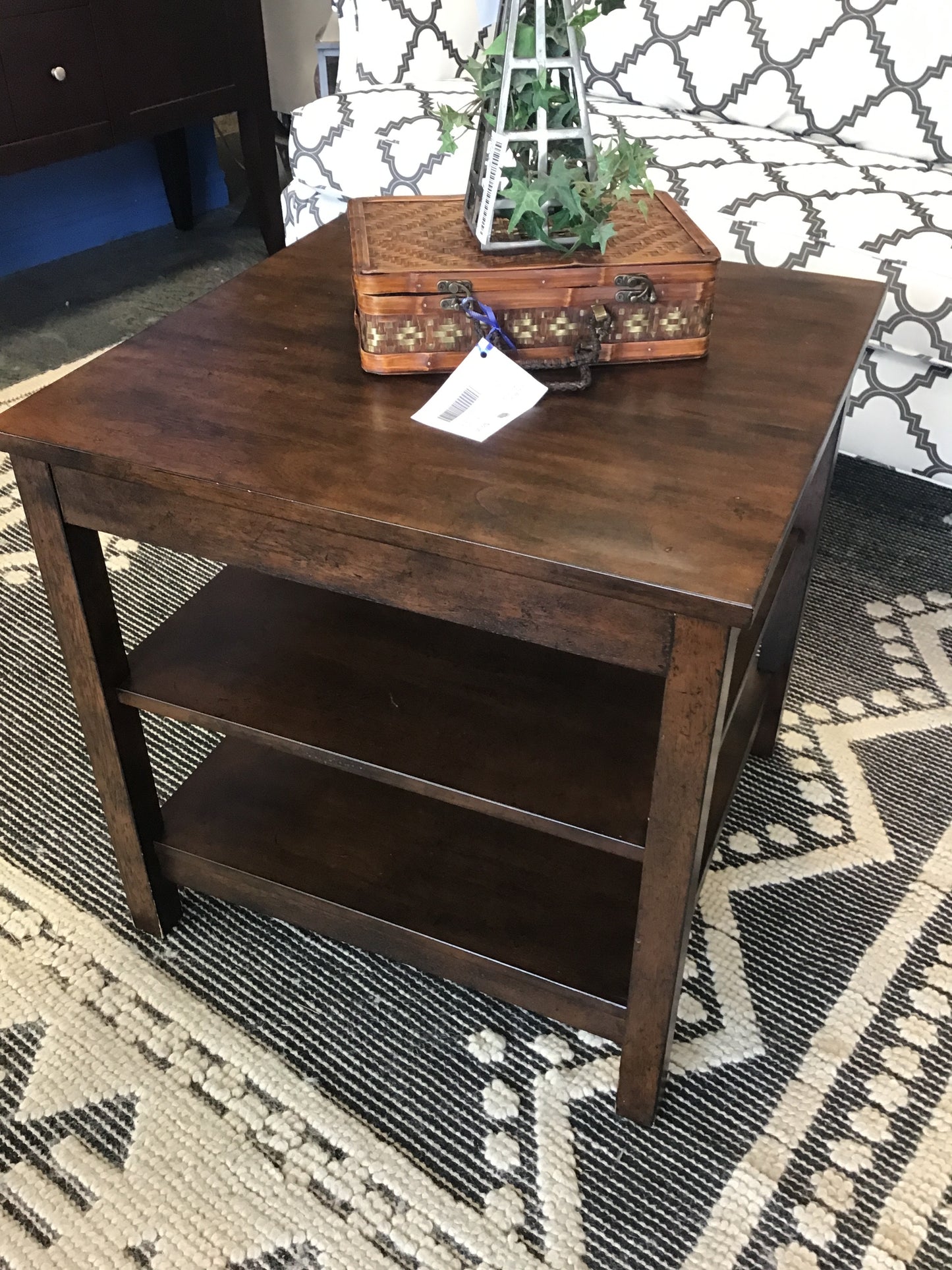 Dark Wood Square Side Table