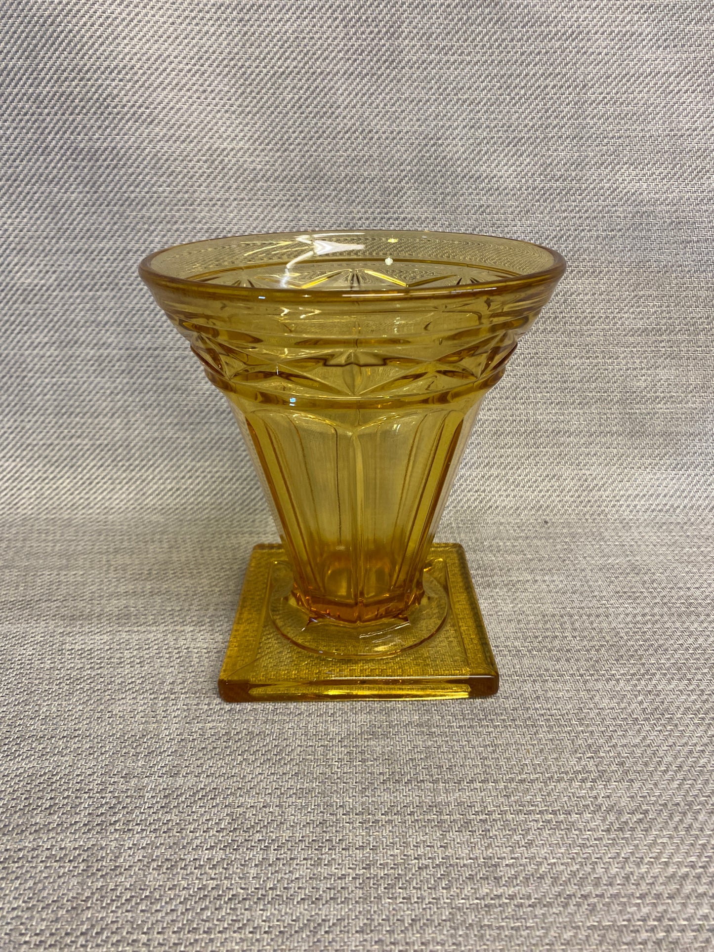 Vintage Art Deco Glass Vase - Amber